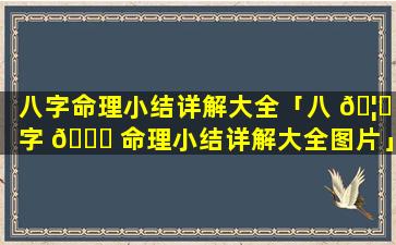 八字命理小结详解大全「八 🦄 字 🐈 命理小结详解大全图片」